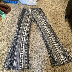 Flare Boho Pants Black and White Large